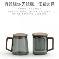 透黑木璃玻璃茶具办公三件杯 玻匠人十大品牌茶具